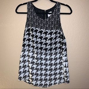 CAbi XS Broken Check Black and White Top